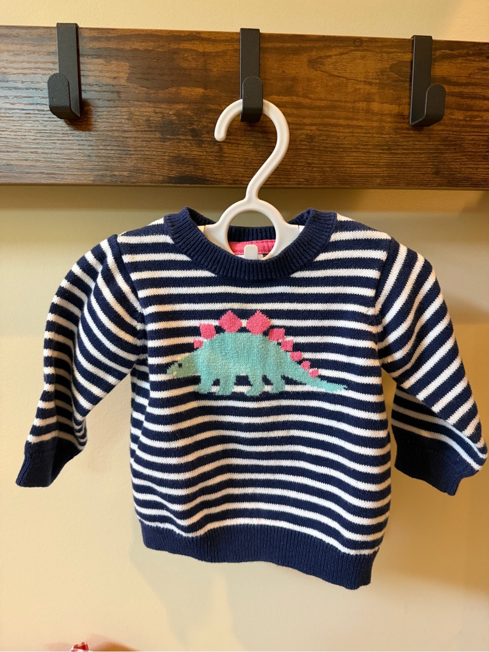 Carter's Baby Girl Striped Dinosaur Sweater Size 6 Months